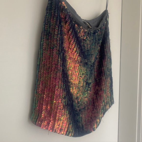TOPSHOP Sequin Reflective Mini Skirt - Size 2 - Picture 4 of 6